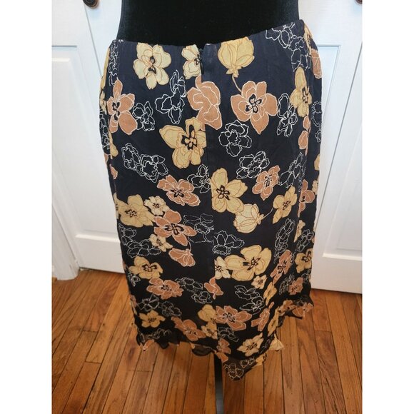 Susan Bristol Silk Black/Brown Skip Skirt Ruffle M Whimsygoth Grunge Fairy y2K - Picture 2 of 6